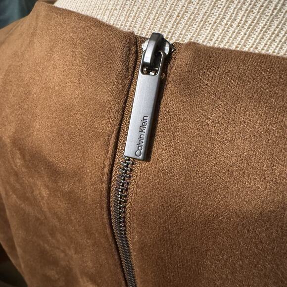 Calvin Klein Plus Size Woman’s Short Sleeve Faux Brown Suede Sheath Dress 22W - Picture 7 of 10